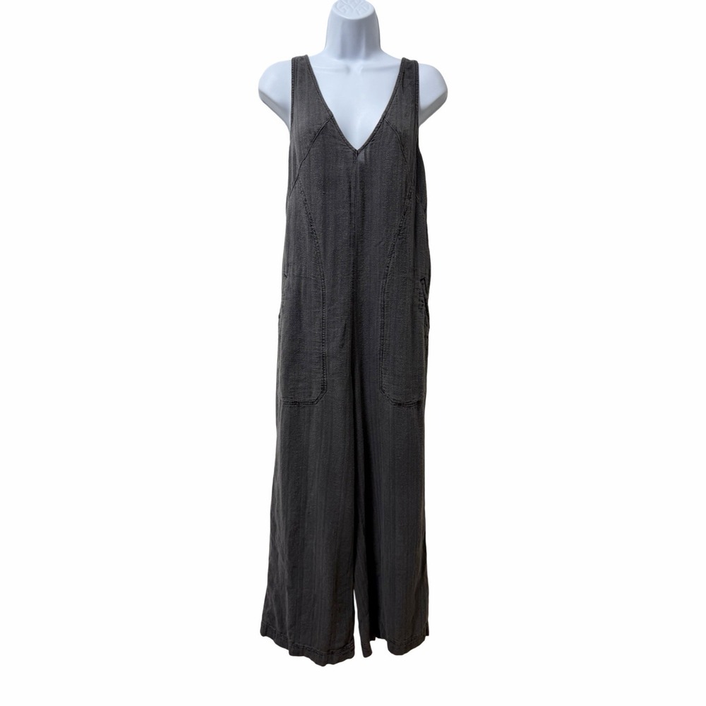 Anthropologie Pilcro Wide Leg Linen Blend Jumpsuit Szie M Gray Bohemian Hippie‎